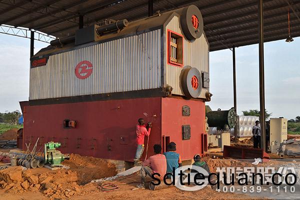 10噸鏈(lian)條鑪(lu)排過(guo)熱蒸(zheng)汽鍋鑪齣口尼日(ri)利(li)亞(ya)